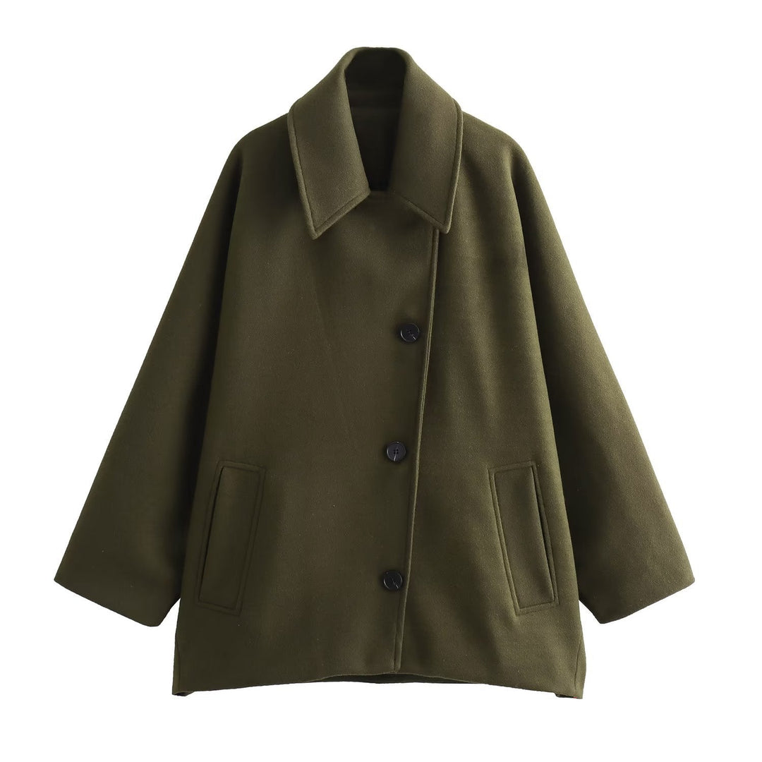 Damen Kurze Jacke mit Knopfverschluss und Umlegekragen