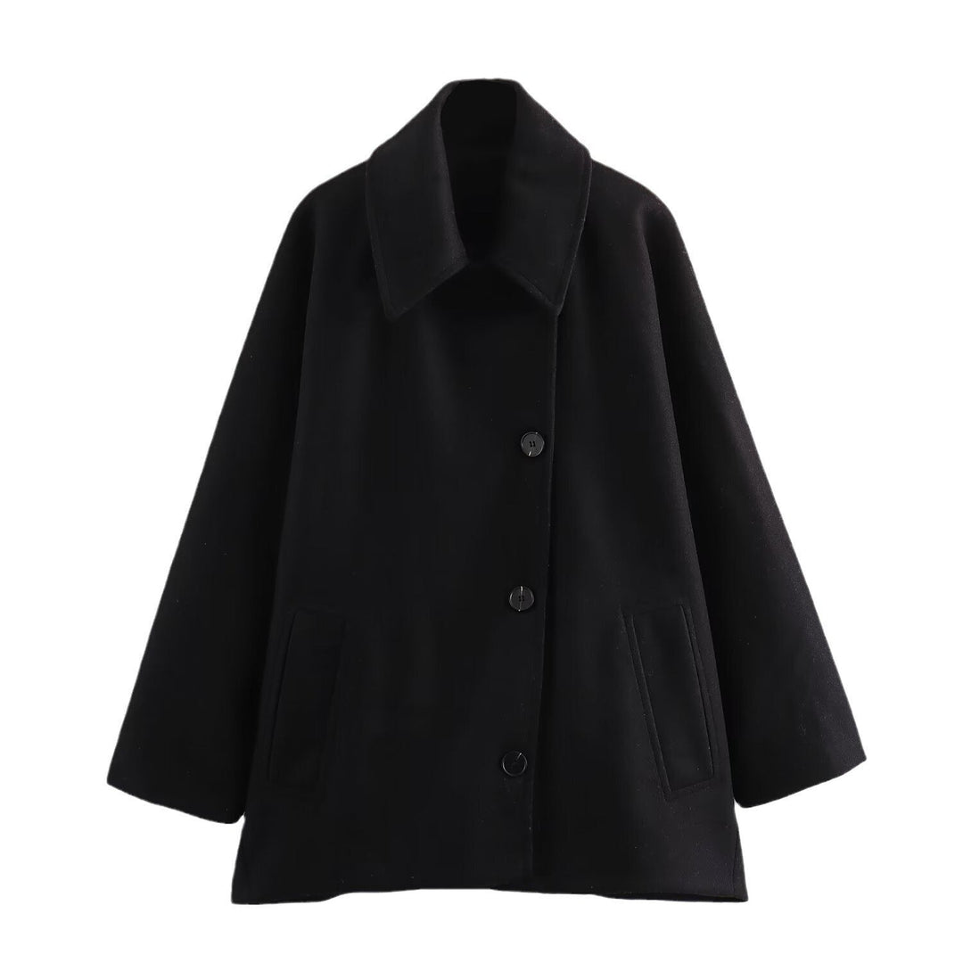 Damen Kurze Jacke mit Knopfverschluss und Umlegekragen