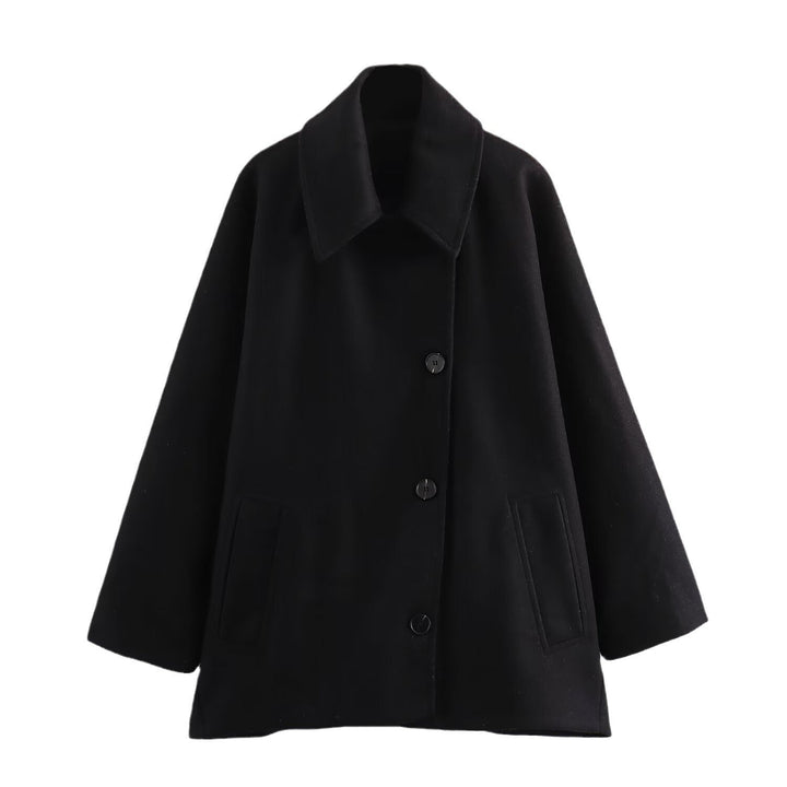 Damen Kurze Jacke mit Knopfverschluss und Umlegekragen