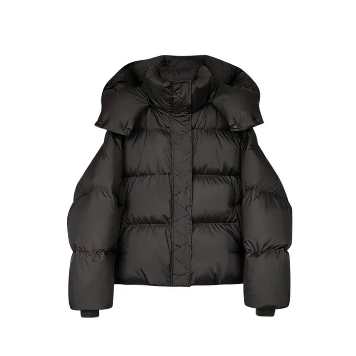 Damen Kurze Steppjacke mit Hohem Stehkragen Frontreißverschluss und Gesteppten Bahnen
