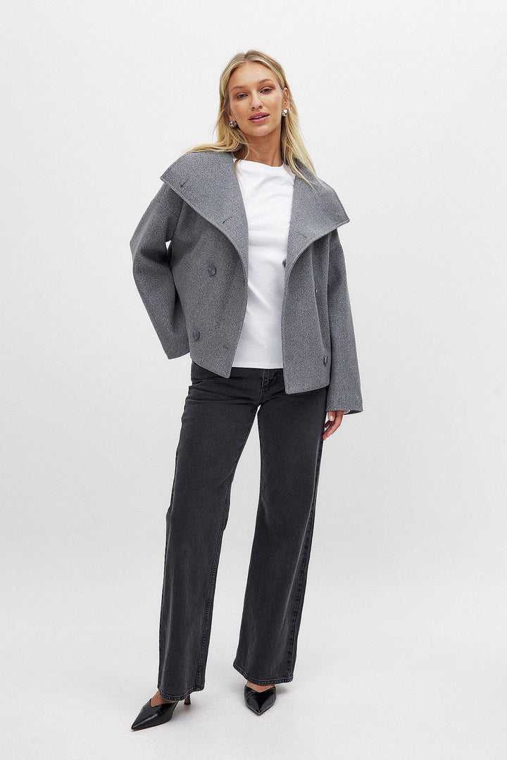 Damen Kurzjacke mit doppelter Knopfreihe und breitem Kragen-Women Coats-Alpenkind