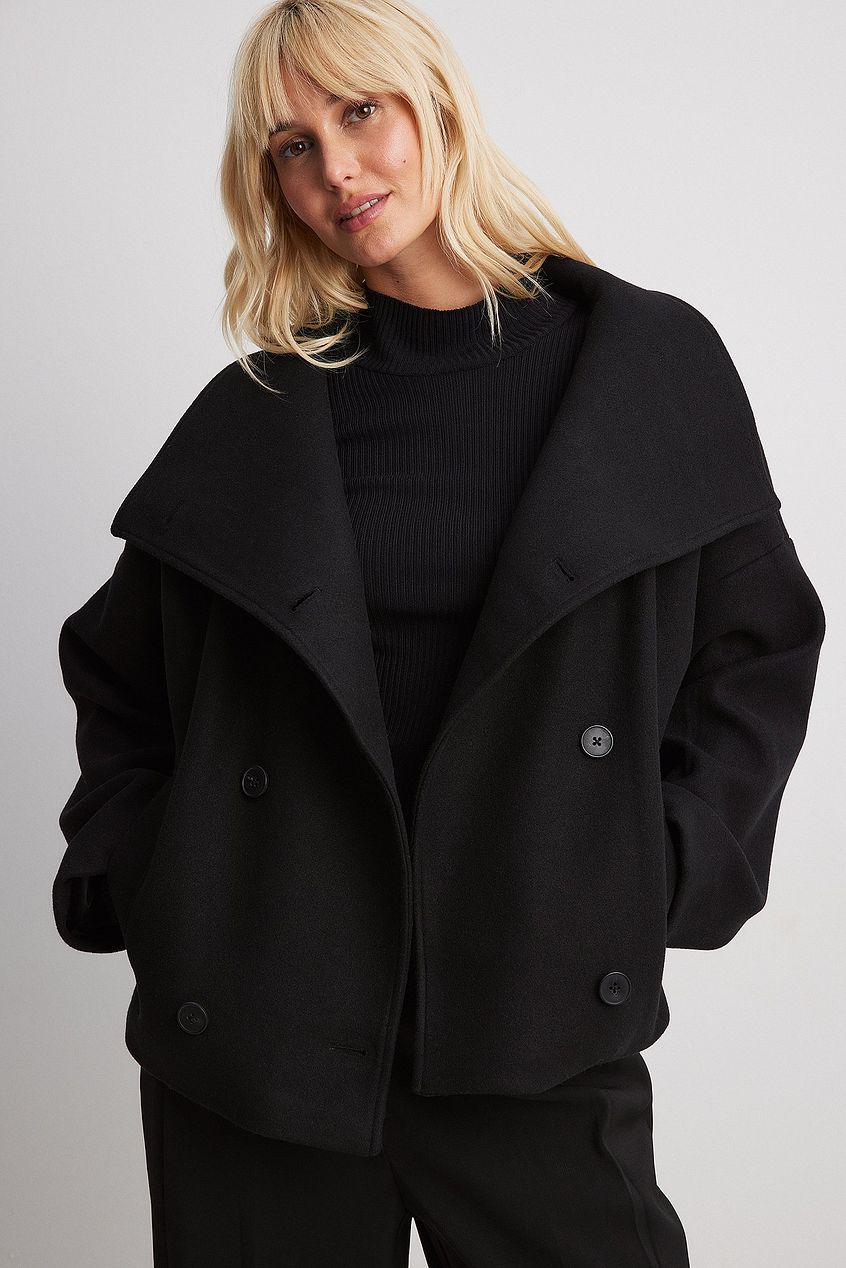 Damen Kurzjacke mit doppelter Knopfreihe und breitem Kragen-Women Coats-Alpenkind