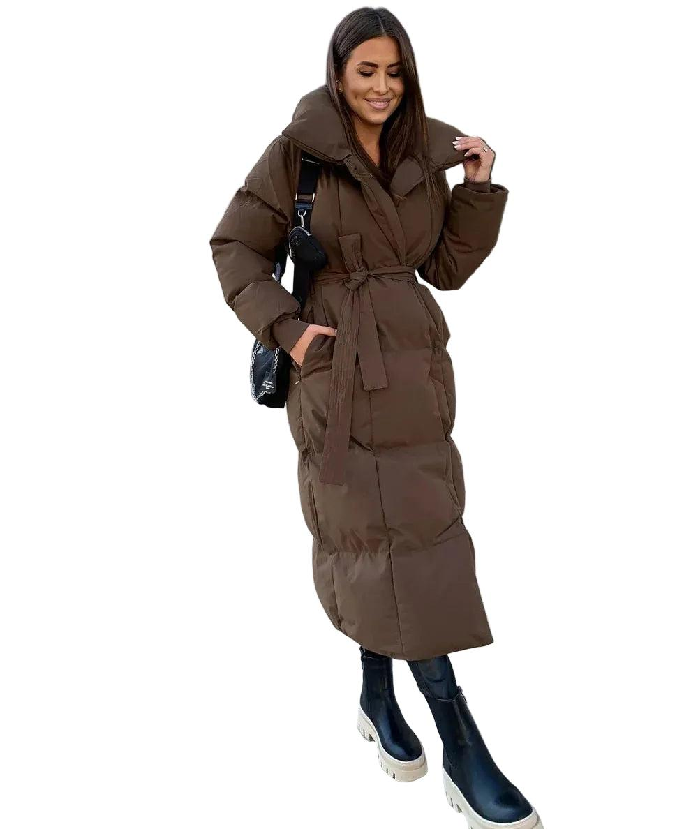 Damen Lange Gesteppte Jacke mit Kapuze-Women Outerwear-Alpenkind