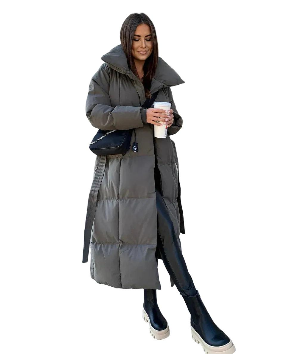 Damen Lange Gesteppte Jacke mit Kapuze-Women Outerwear-Alpenkind