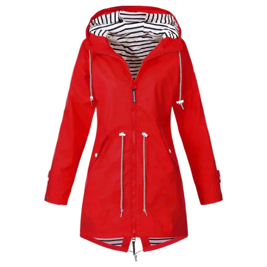 Damen Lange Jacke mit Kapuze und Reißverschluss-Women Outerwear-Alpenkind