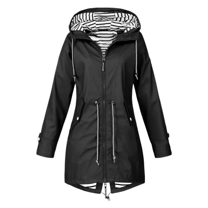 Damen Lange Jacke mit Kapuze und Reißverschluss-Women Outerwear-Alpenkind