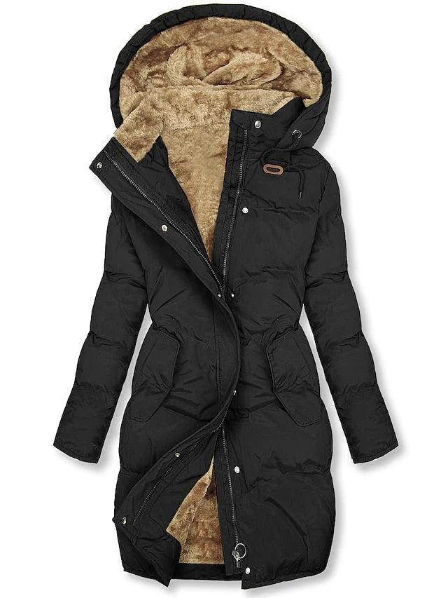 Damen Langer Kapuzenmantel mit Innenfutter-Women Outerwear-Alpenkind