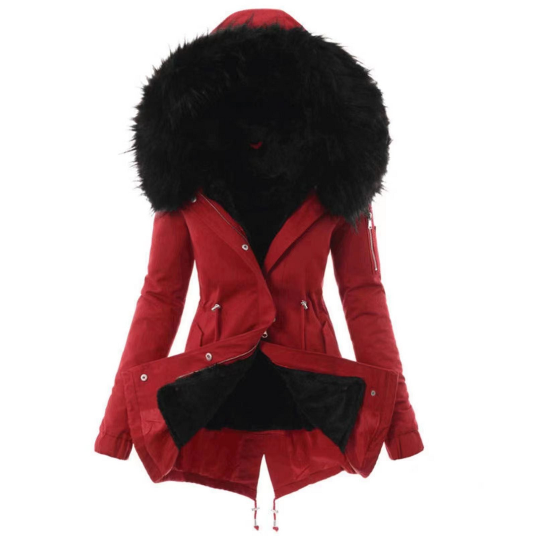 Damen Langer Mantel mit Kapuze und Knopfverschluss-Women Outerwear-Alpenkind