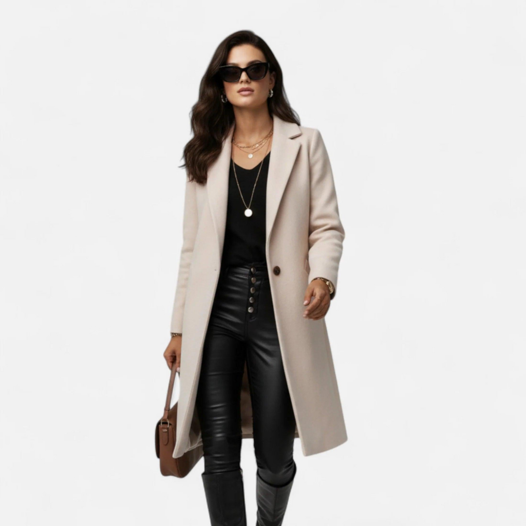 Damen Langer Mantel mit Reverskragen-Women Outerwear-Alpenkind