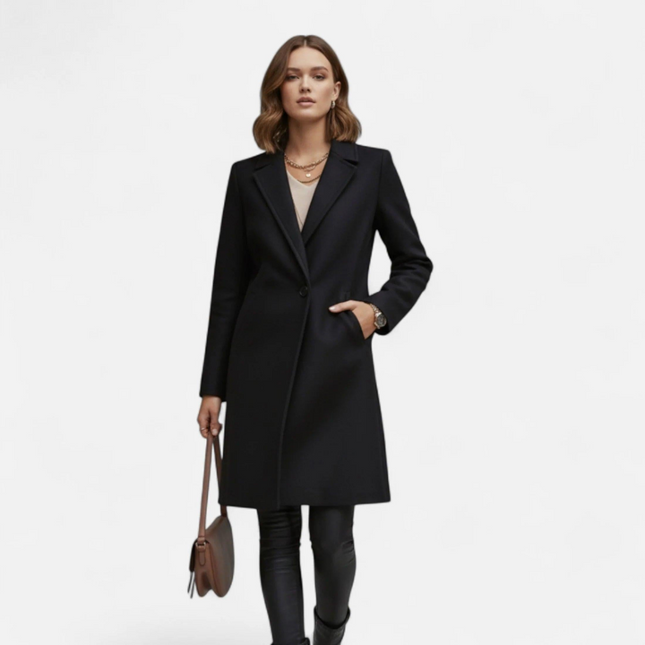 Damen Langer Mantel mit Reverskragen-Women Outerwear-Alpenkind