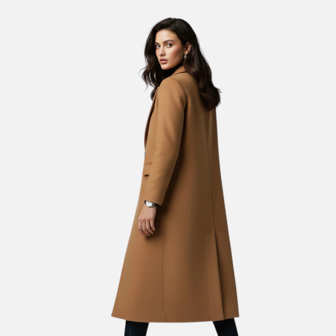 Damen Langer Mantel mit Reverskragen-Women Outerwear-Alpenkind