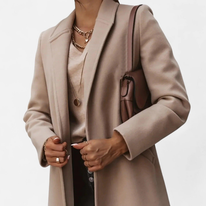 Damen Langer Mantel mit Reverskragen-Women Outerwear-Alpenkind