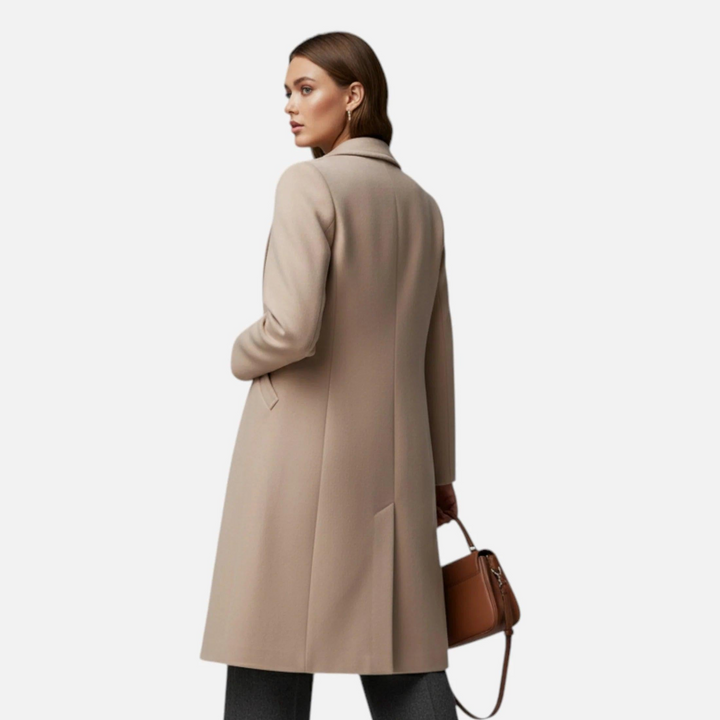 Damen Langer Mantel mit Reverskragen-Women Outerwear-Alpenkind