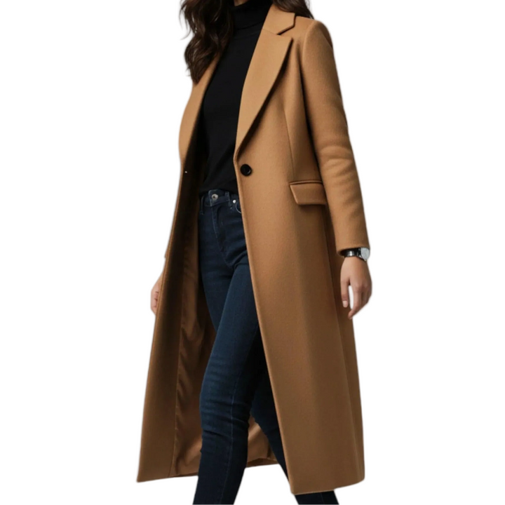 Damen Langer Mantel mit Reverskragen-Women Outerwear-Alpenkind