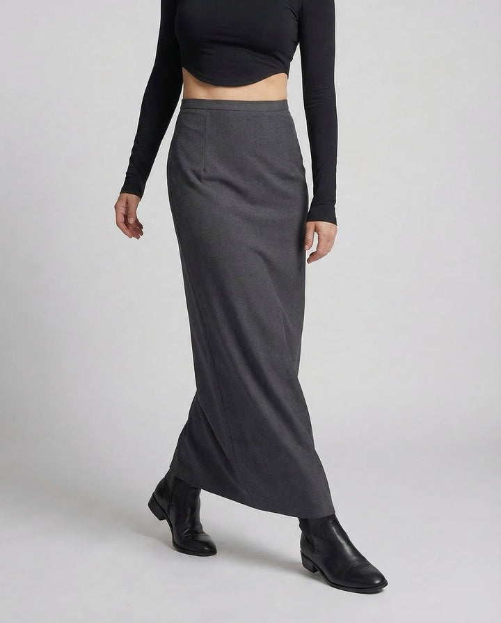 Damen langer Rock mit hohem Bund und gerader Silhouette-Women Skirt-Alpenkind