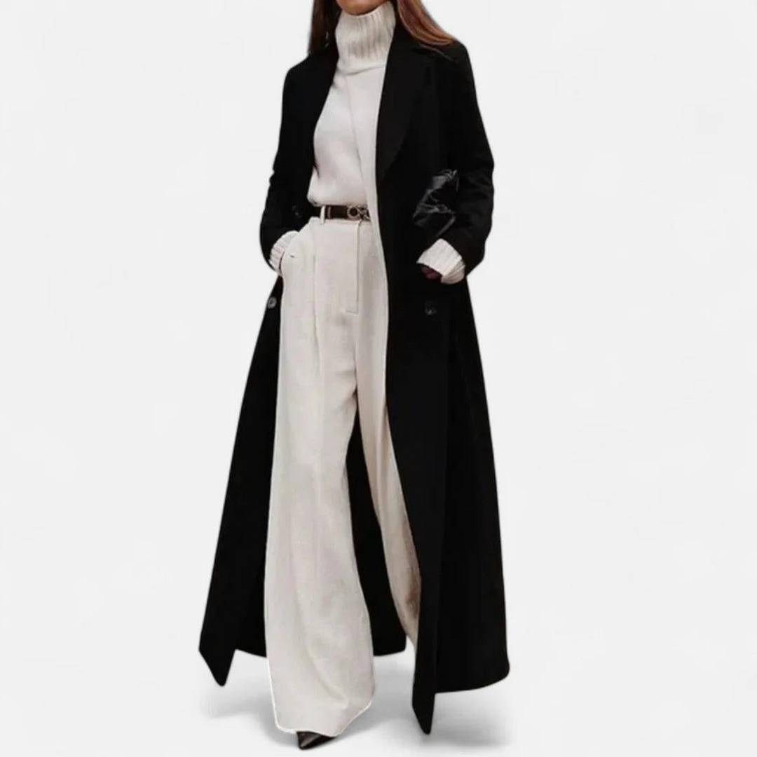 Damen langer zweireihiger Mantel mit Reverskragen-Women Outerwear-Alpenkind