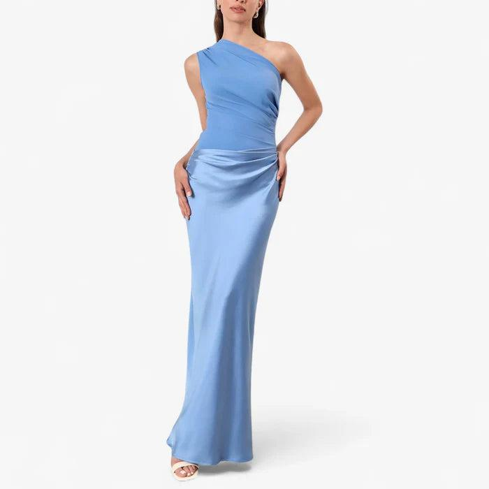 Damen Langes Kleid mit Einseitigem Träger-Maxi Dress-Alpenkind