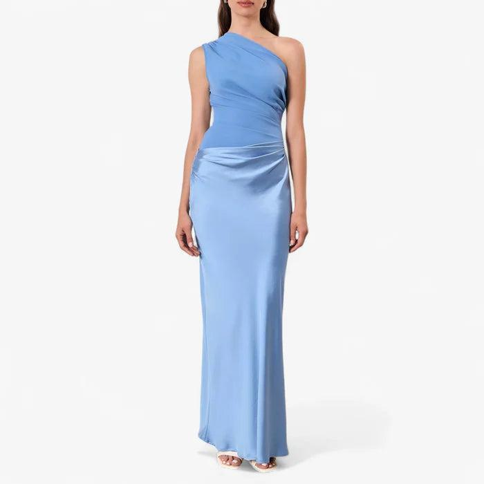 Damen Langes Kleid mit Einseitigem Träger-Maxi Dress-Alpenkind