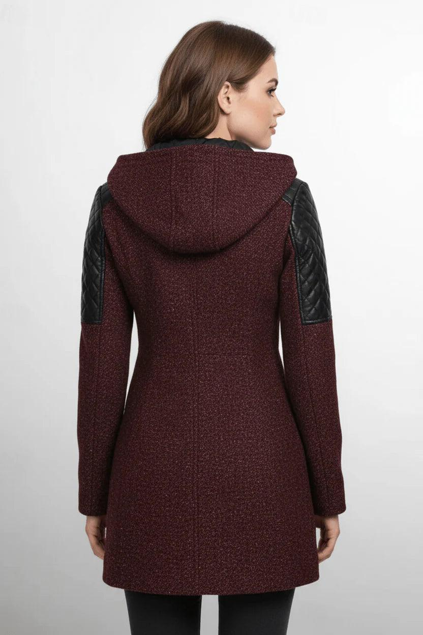 Damen Mantel mit Kapuze und Asymmetrischem Reißverschluss-Women Coats-Alpenkind