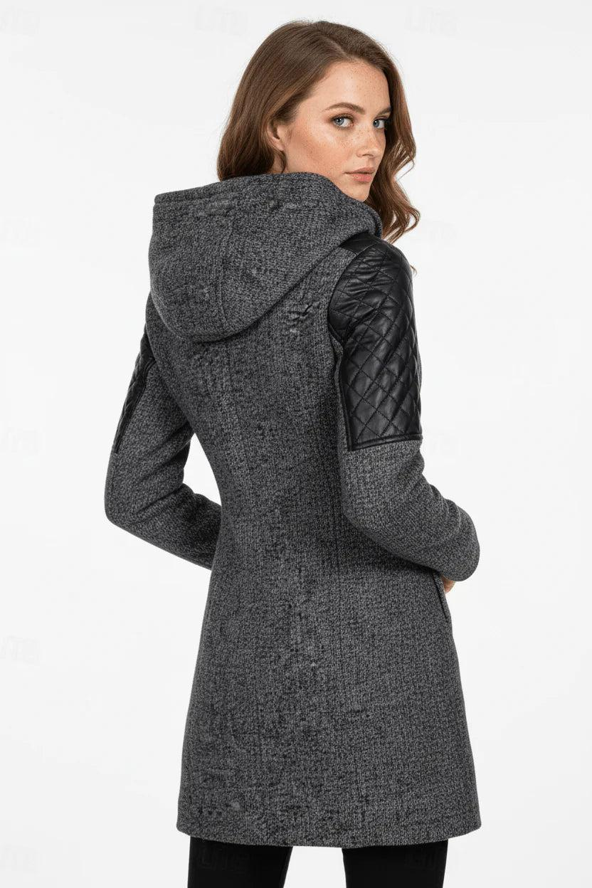 Damen Mantel mit Kapuze und Asymmetrischem Reißverschluss-Women Coats-Alpenkind