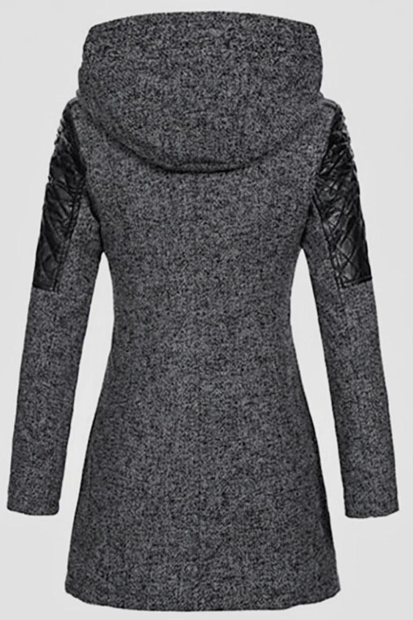 Damen Mantel mit Kapuze und Asymmetrischem Reißverschluss-Women Coats-Alpenkind