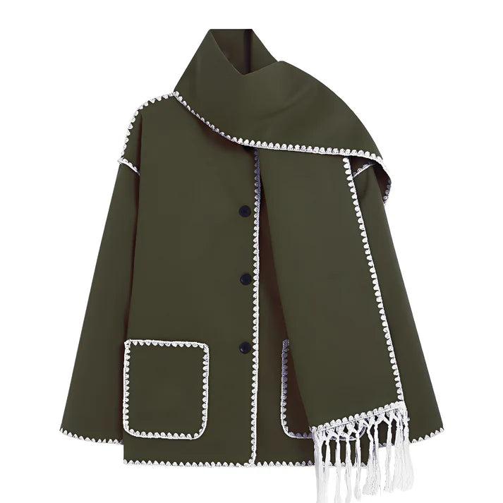 Damen Mantel mit Knopfleiste und Schal-Women Outerwear-Alpenkind