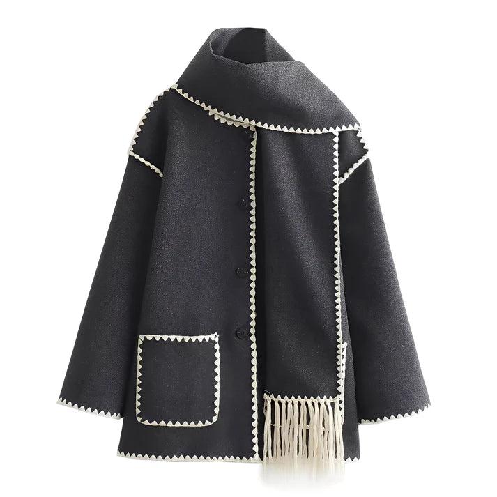 Damen Mantel mit Knopfleiste und Schal-Women Outerwear-Alpenkind