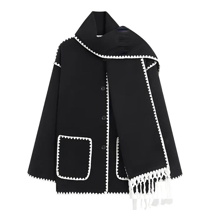 Damen Mantel mit Knopfleiste und Schal-Women Outerwear-Alpenkind