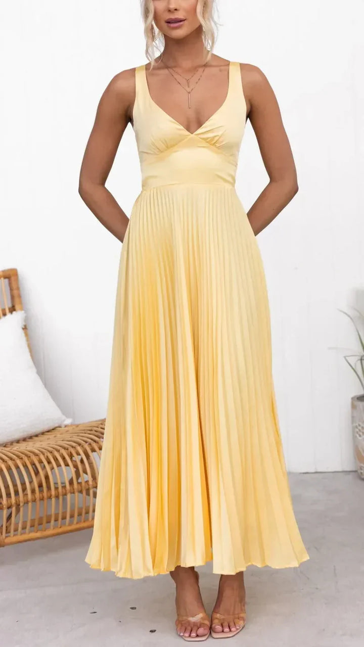 Damen Maxi Kleid mit V-Ausschnitt und offenem Rücken-Maxi Dress-Alpenkind