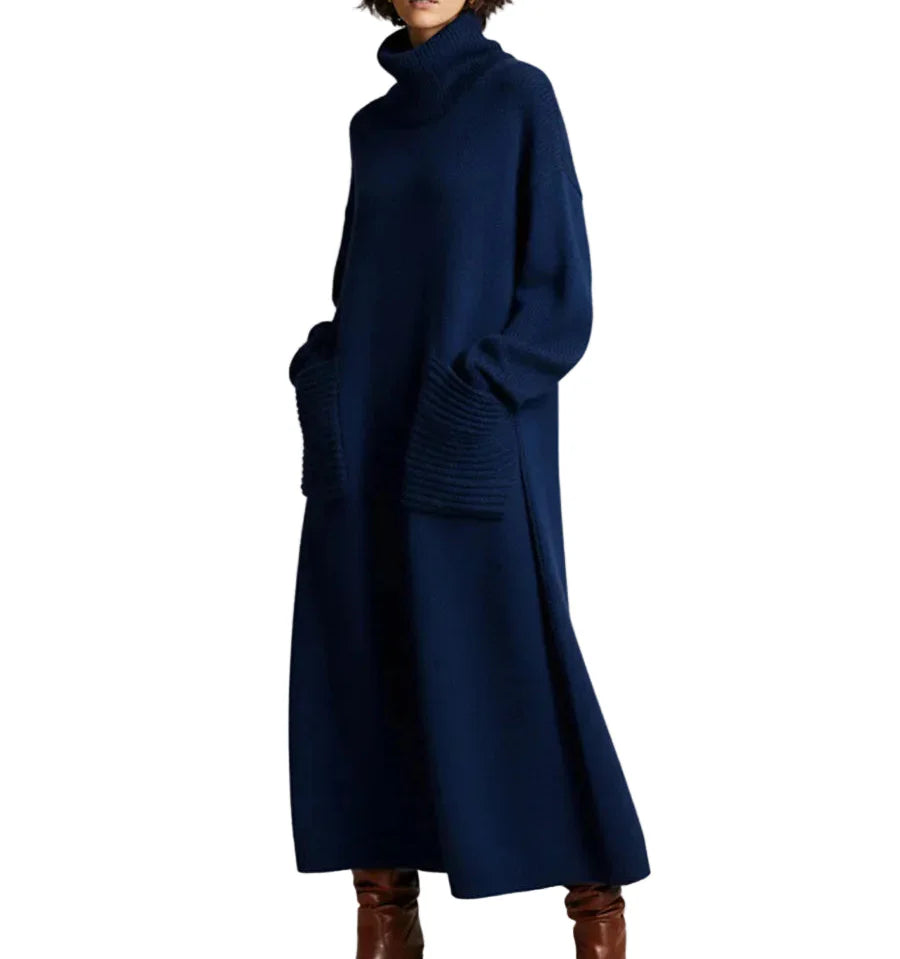 Damen Maxikleid aus Strick mit Rollkragen-Maxi Dress-Alpenkind