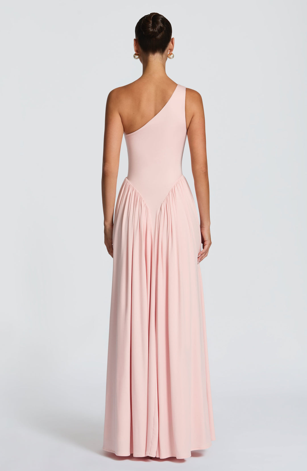 Damen Maxikleid mit Einschulter Ausschnitt und Gerafften Paneelen an der Hüfte