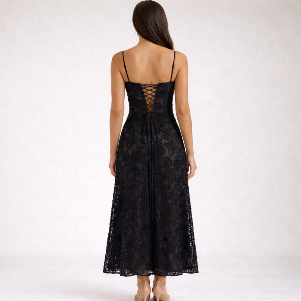 Damen Maxikleid mit Herz-Ausschnitt und Trägern-Maxi Dress-Alpenkind