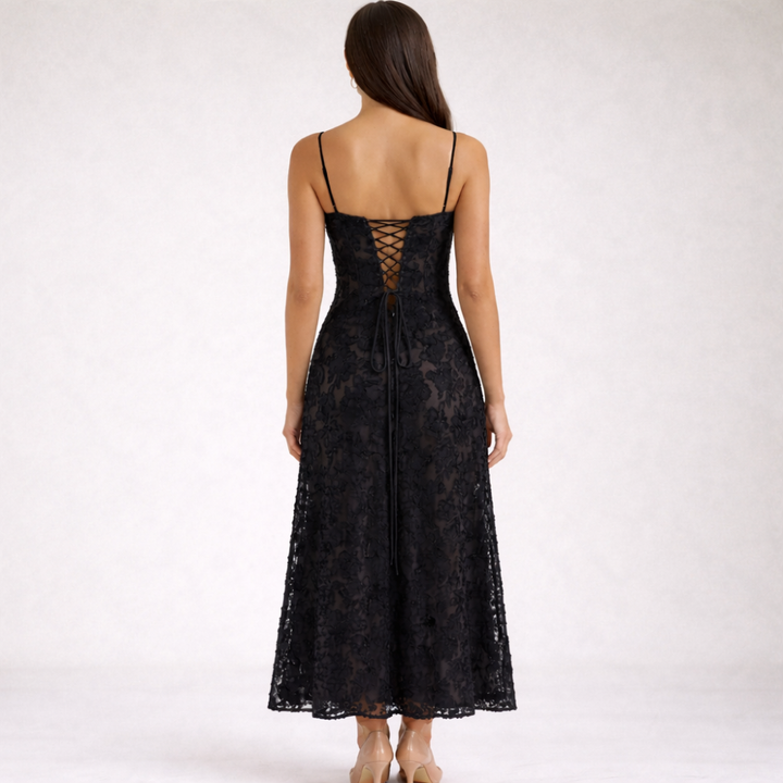 Damen Maxikleid mit Herz-Ausschnitt und Trägern-Maxi Dress-Alpenkind