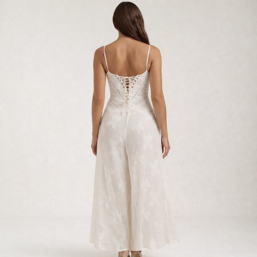 Damen Maxikleid mit Herz-Ausschnitt und Trägern-Maxi Dress-Alpenkind
