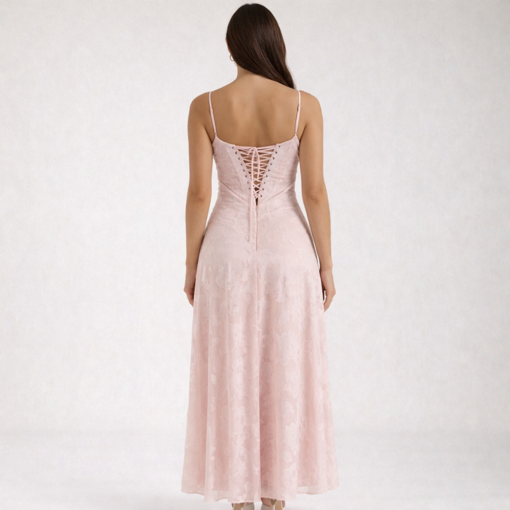 Damen Maxikleid mit Herz-Ausschnitt und Trägern-Maxi Dress-Alpenkind