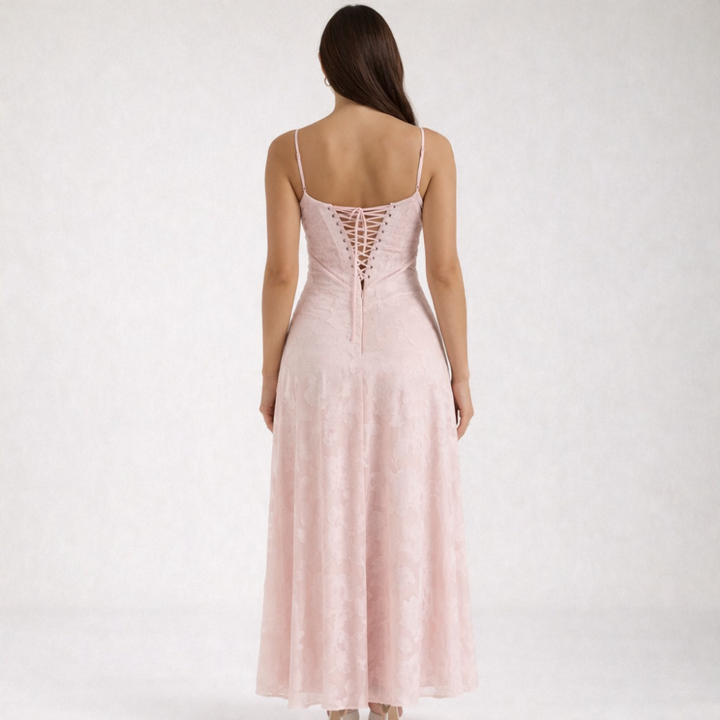 Damen Maxikleid mit Herz-Ausschnitt und Trägern-Maxi Dress-Alpenkind