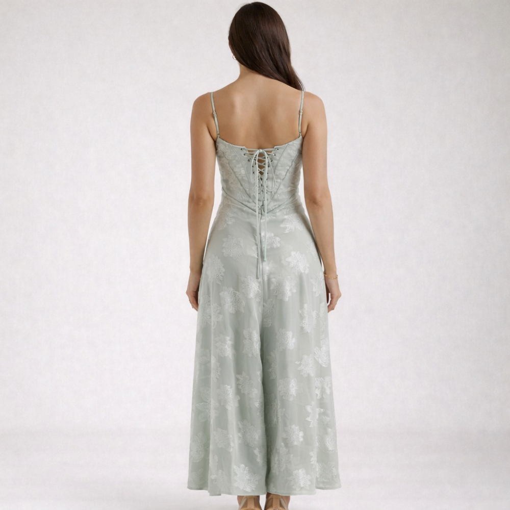 Damen Maxikleid mit Herz-Ausschnitt und Trägern-Maxi Dress-Alpenkind