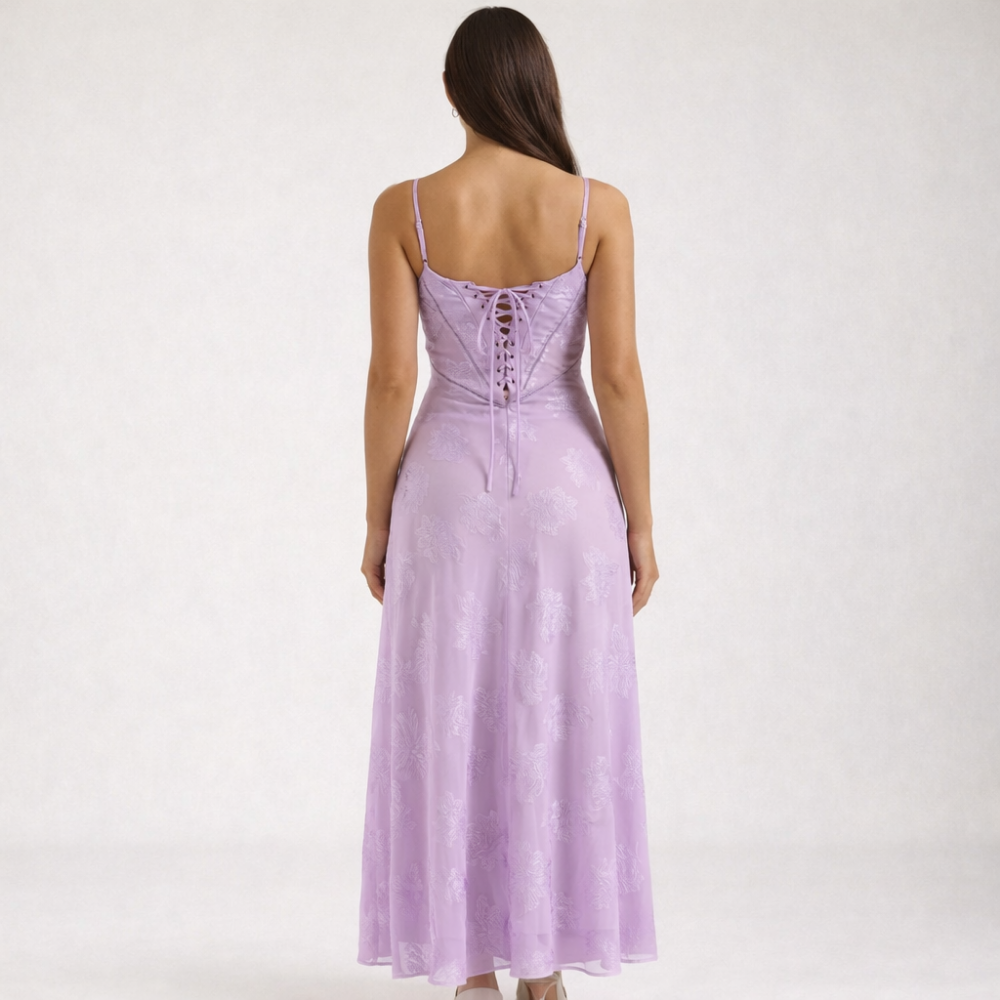 Damen Maxikleid mit Herz-Ausschnitt und Trägern-Maxi Dress-Alpenkind