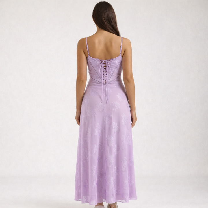 Damen Maxikleid mit Herz-Ausschnitt und Trägern-Maxi Dress-Alpenkind