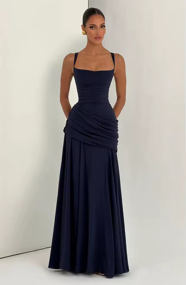Damen Maxikleid mit Herzausschnitt und asymmetrischer Raffung