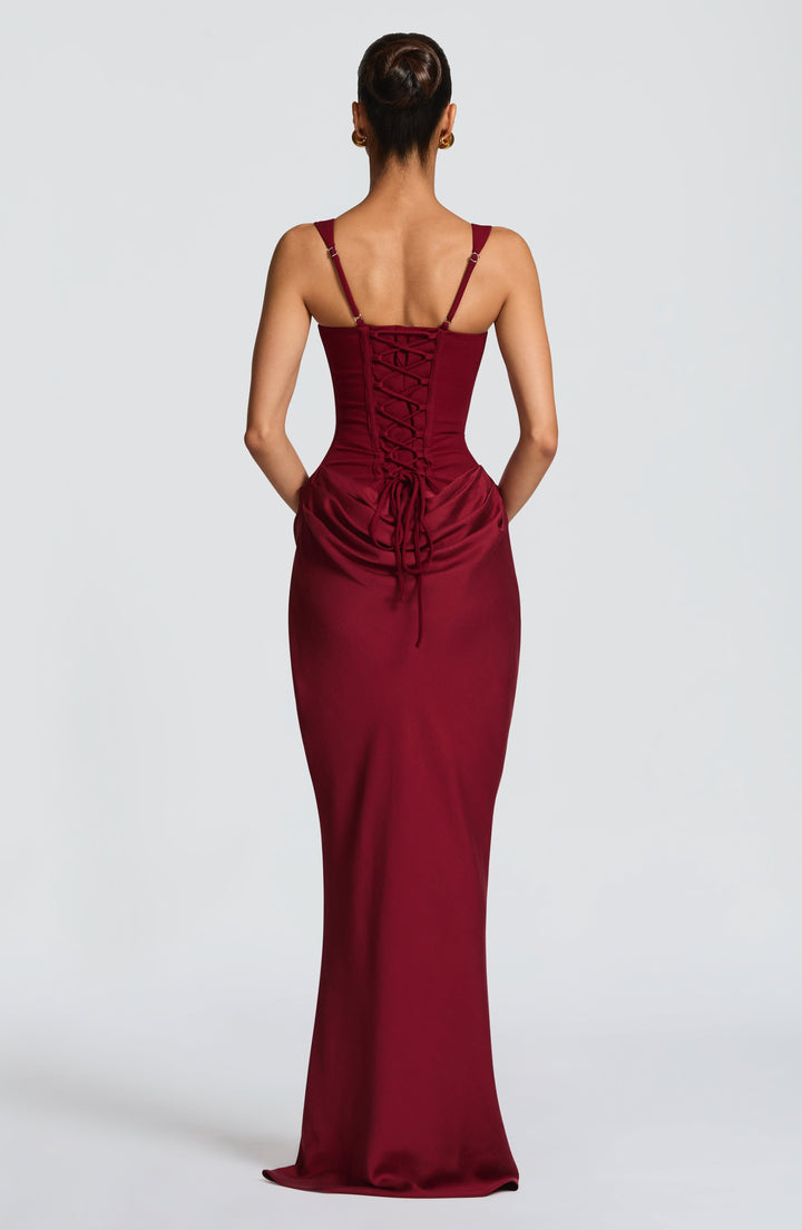 Damen Maxikleid mit Korsettoberteil und Breiten Schulterträgern