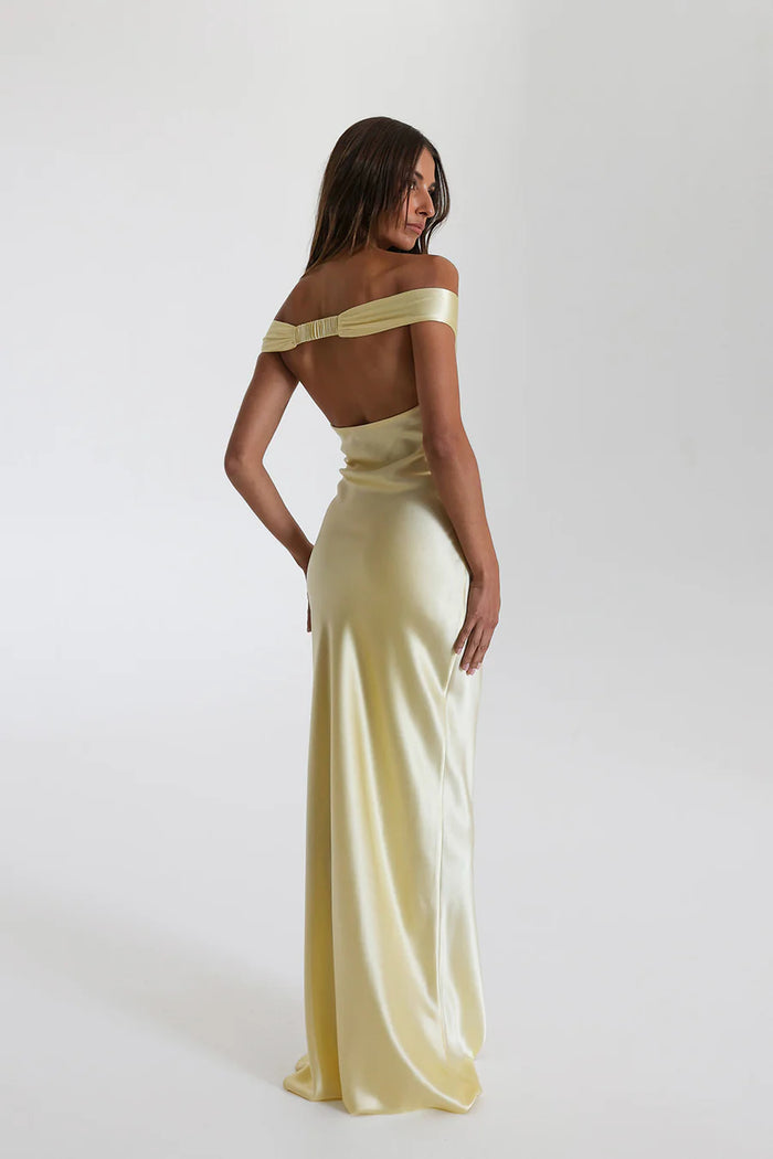 Damen Maxikleid mit Off-Shoulder-Ausschnitt V-Dekolleté und Bodenlanger Länge