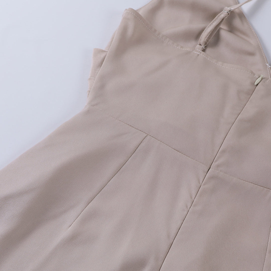 Damen Maxikleid mit Spaghettiträgern drapiertem Ausschnitt und seitlichem Schlitz
