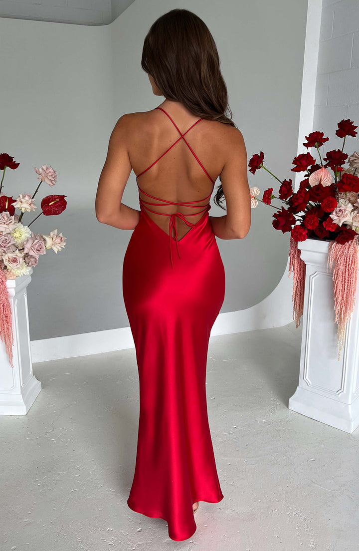 Damen Maxikleid mit Spaghettiträgern und Kreuzträgern am Rücken