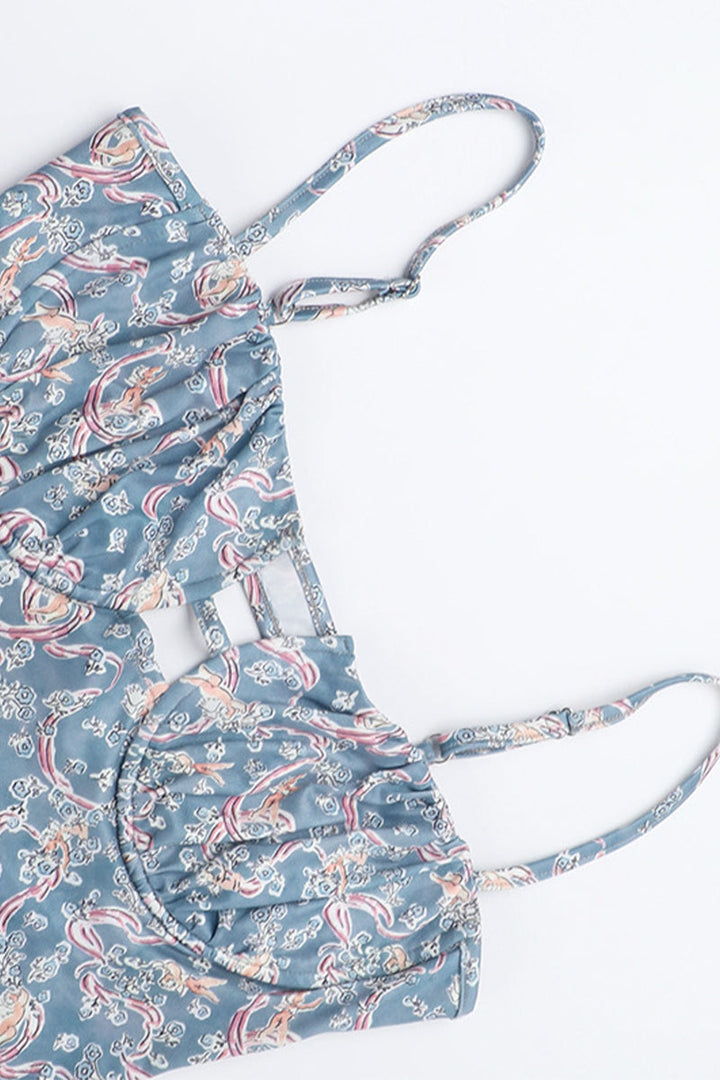 Damen Maxikleid mit Spaghettiträgern und Paisleymuster