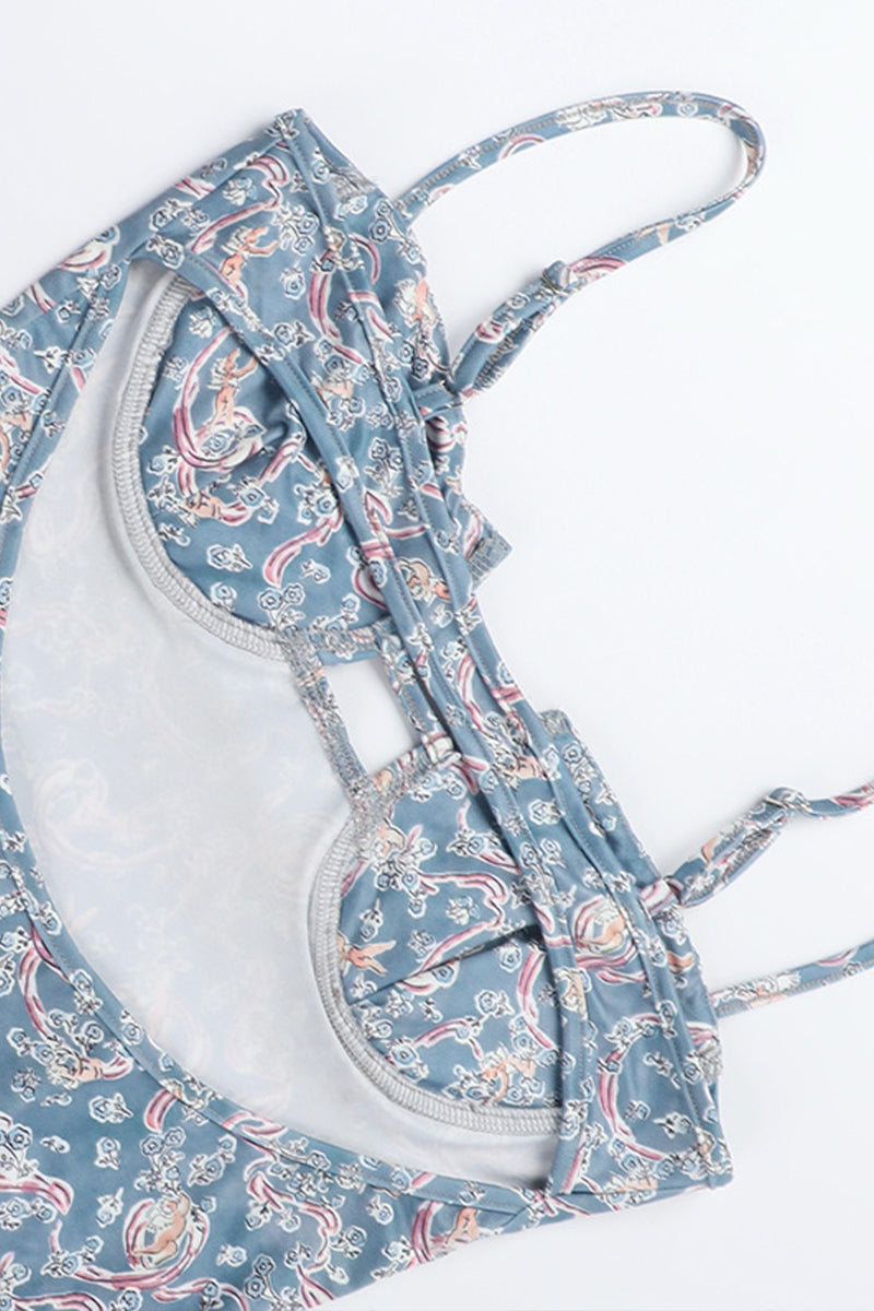 Damen Maxikleid mit Spaghettiträgern und Paisleymuster