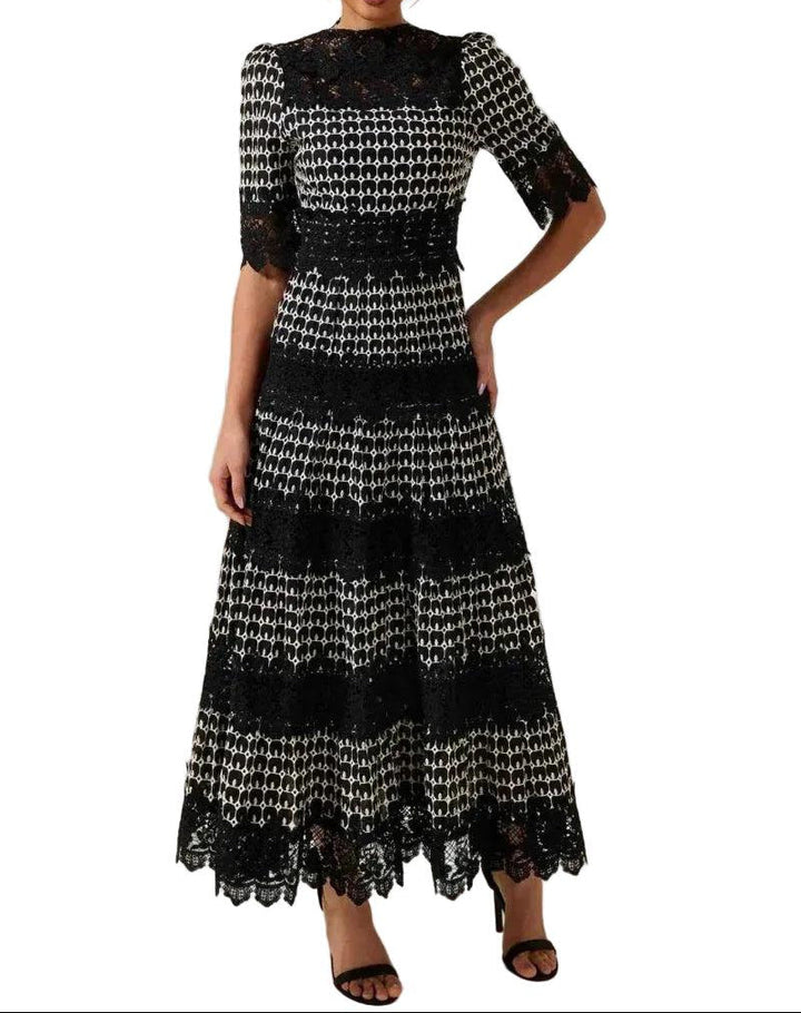 Damen Maxikleid mit Spitzenpartien-Maxi Dress-Alpenkind