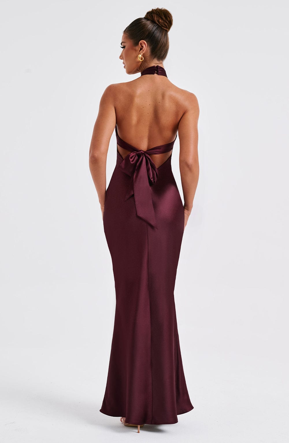 Damen Maxikleid mit Ueberkreuztem Halsneck Ausschnitt und Naht unter der Brust