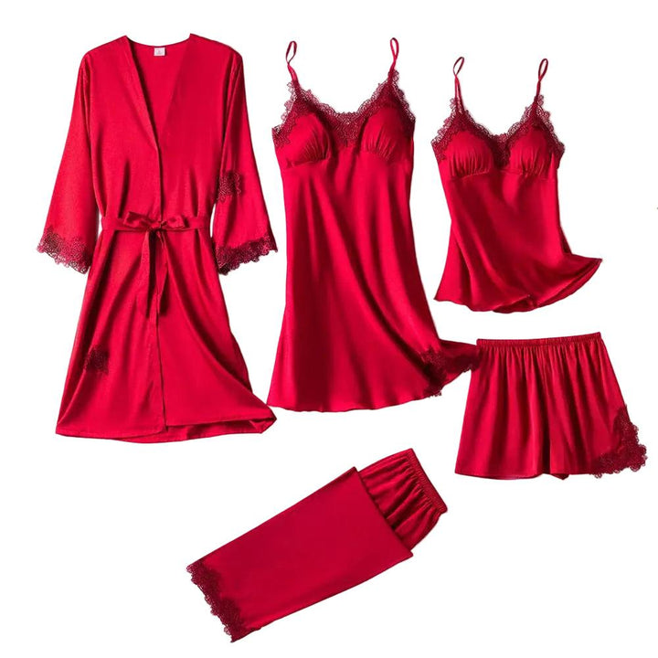 Damen Mehrteiliges Nachtwäsche Set mit Spitzendetails-Women Set-Alpenkind