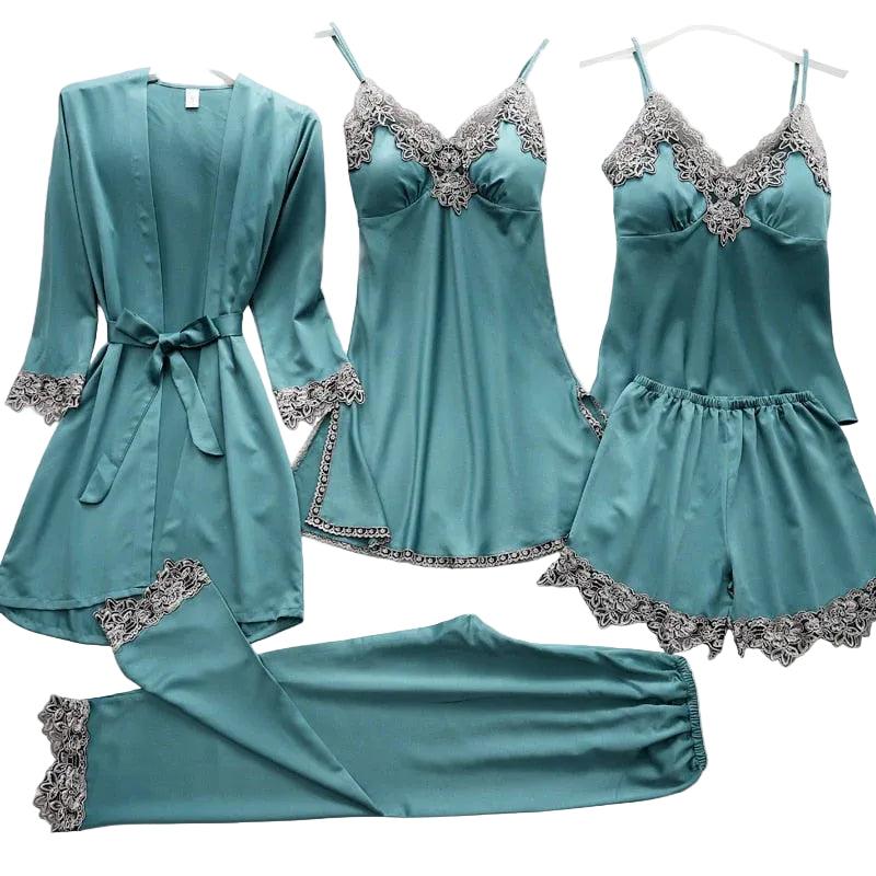 Damen Mehrteiliges Nachtwäsche Set mit Spitzendetails-Women Set-Alpenkind